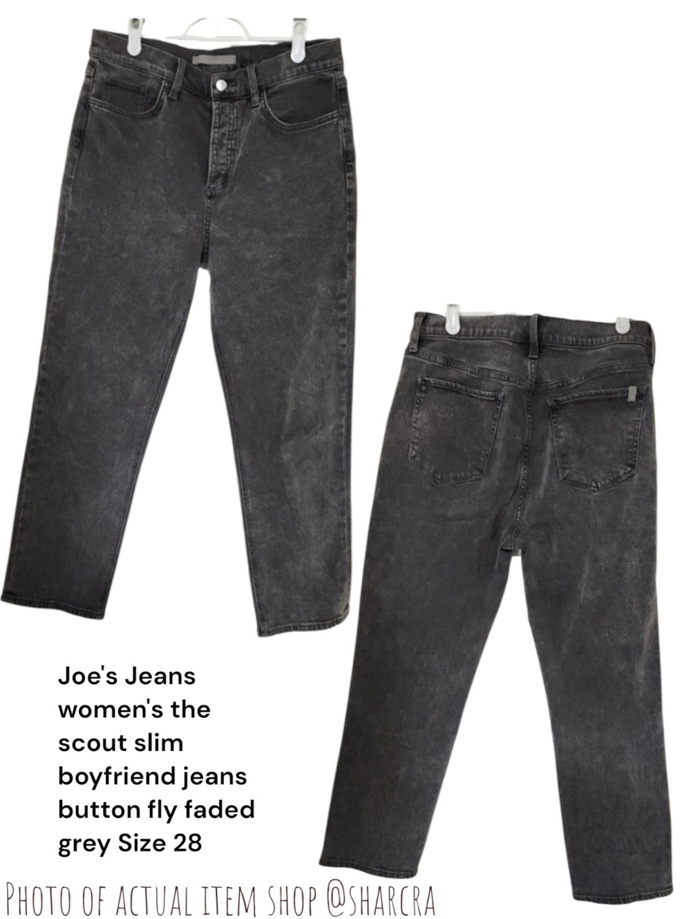 Joe's Jeans the scout slim boyfriend jeans Women's button fly faded grey Size 28